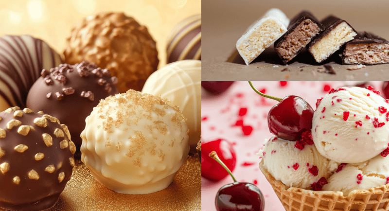 Pralinen, Eiscreme, High Protein Bar